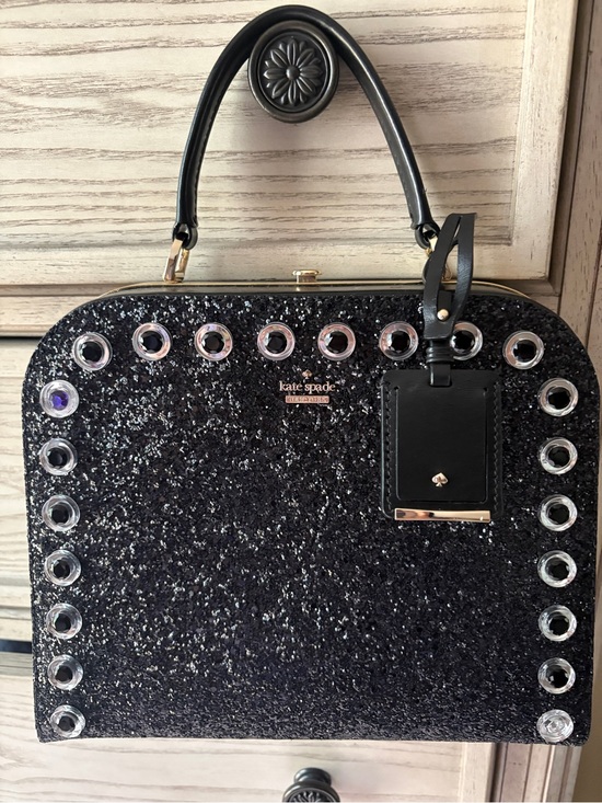kate spade Handbags - Rare Kate Spade Skyline Way Violina Black Glitter Grommet Satchel Holiday Glam